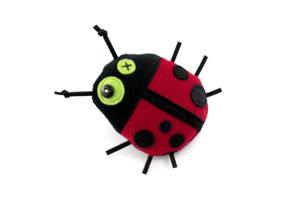 ladybug, antalou handmade soft toy, pin, finger puppet, red black, athens