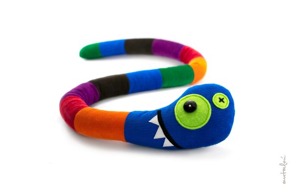 colorful snake blue, soft toy