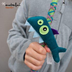 handmade easter candle with shark soft toy by antalou