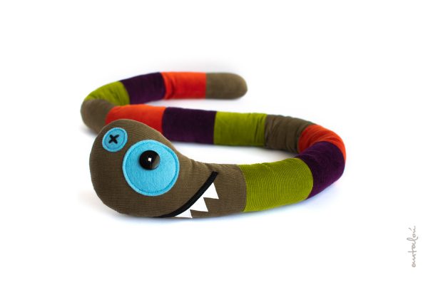 handmade colorful snake soft toy by antalopu