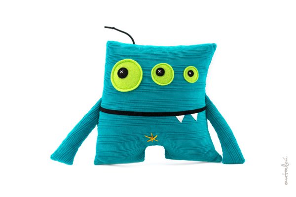 handmade turquoise alien soft toy by antalou
