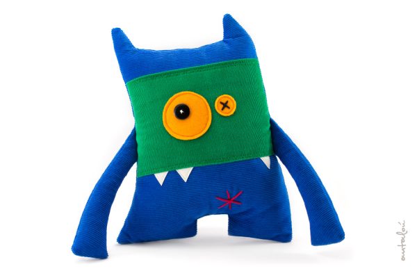 handmade masked monster blue soft toy by antalou