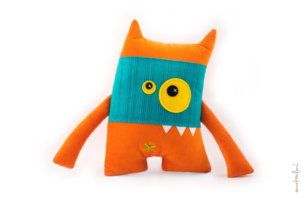 handmade masked monster orange soft toy by antalou