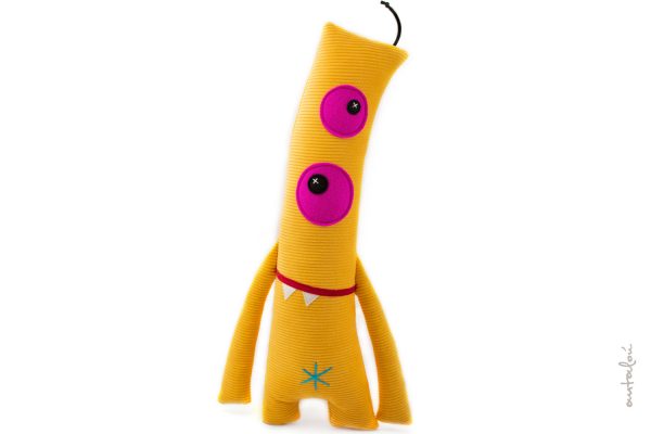 handmade yellow alien soft toy by antalou