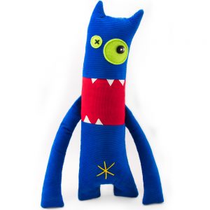 handmade shouting monster blue soft toy by antalou