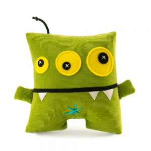 green alien, handmade soft toy by Antalou