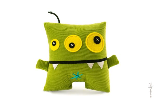 green alien, handmade soft toy by Antalou