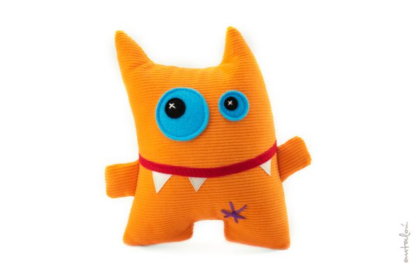 orange monster, handmade soft toy by Antalou