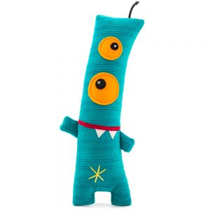 turquoise tall alien, handmade soft toy by Antalou