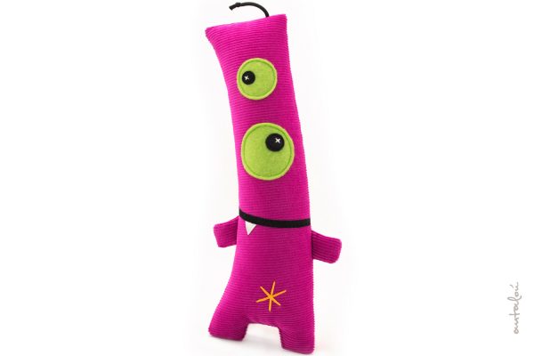 pink tall alien, handmade soft toy by Antalou